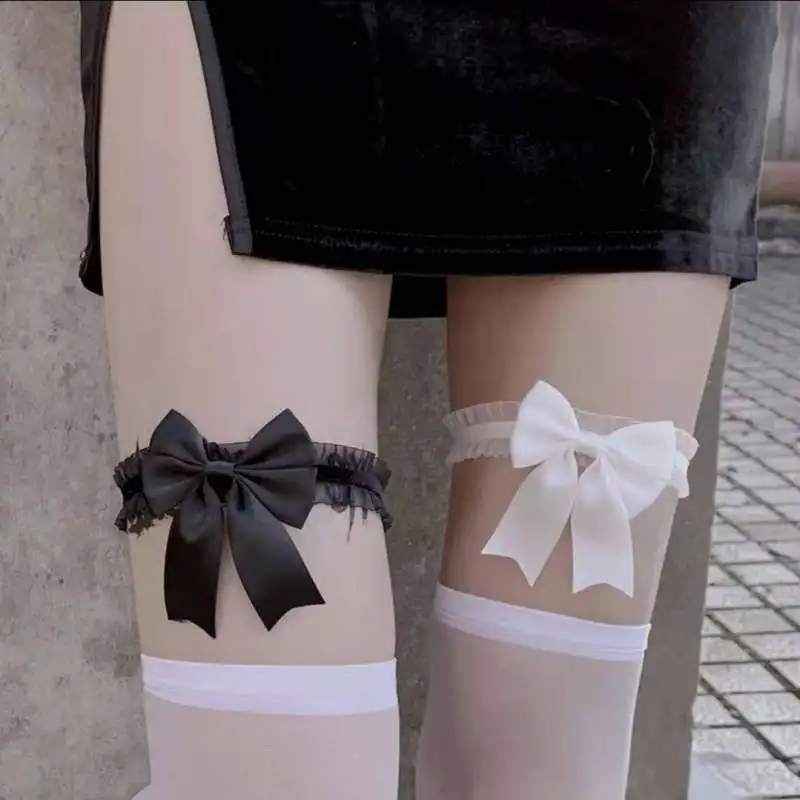 

Women Sexy Bow Leg Ring Costume Accessories Lace Floral Garters Belt Leg Loop Wedding Bridal Cosplay Fashion Girls Stocking Ring