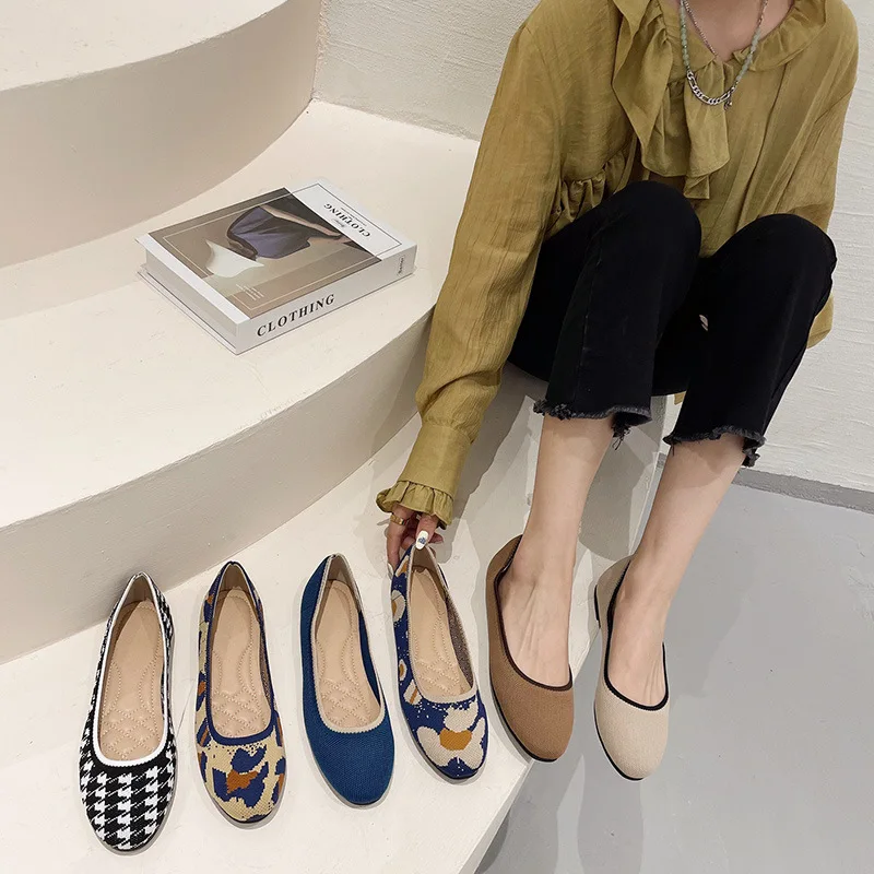 Temperament All-match Round Toe Single Shoe Flying Woven Shoes Flat Shoe Women Ballerina Women's Loafers Zapatillas Mujer Casual