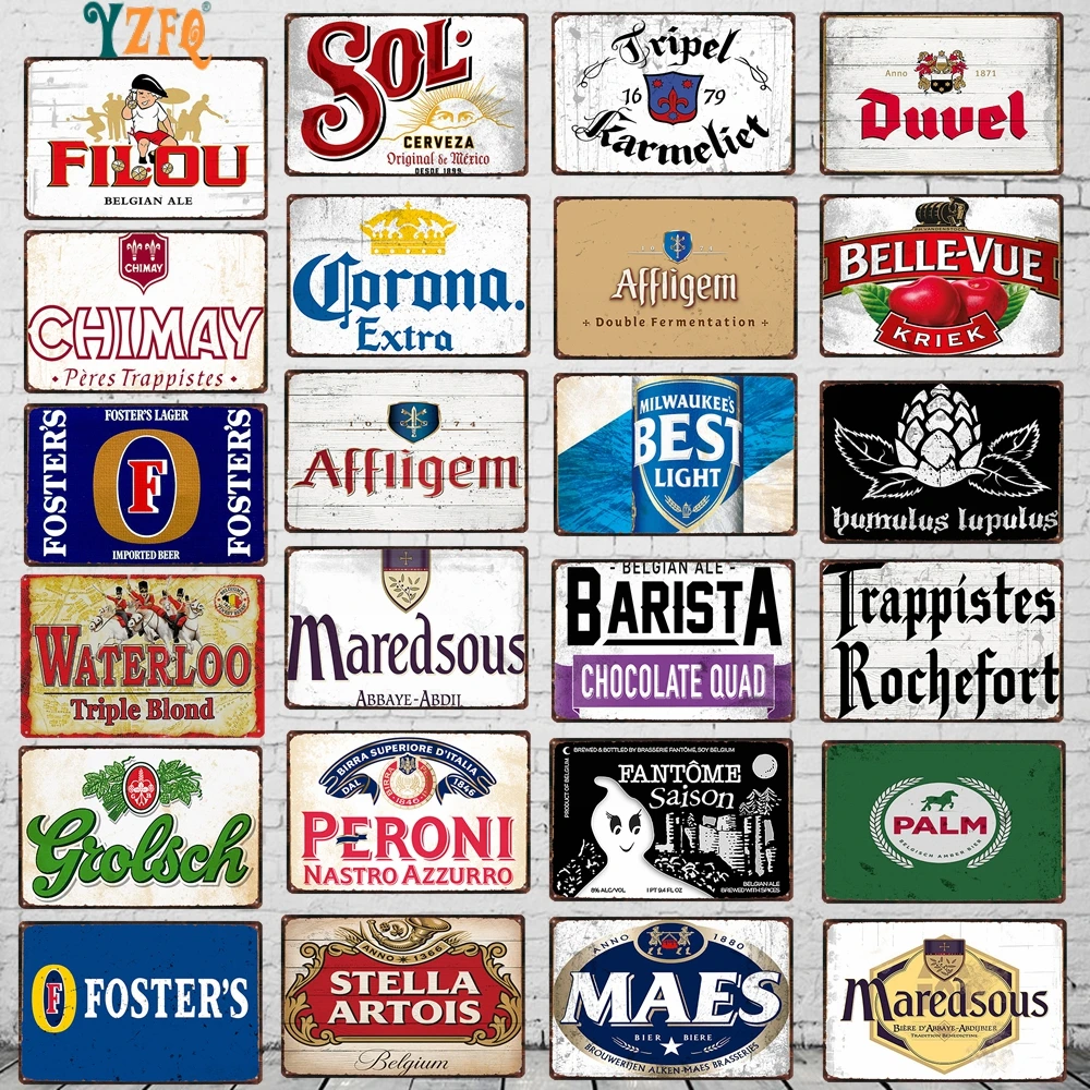 

Belgian Beer Metal Plate Tin Signs Wall Hanging Art Posters Vintage Wall Painting Pub Bar Cafe Man Cave Home Decor Sticker A1