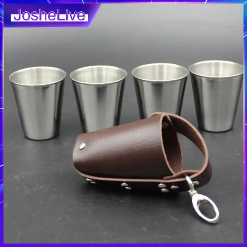 

Стаканы для вина из нержавеющей стали, устойчивые к истиранию, с перекрытием, экономит пространство, набор посуды для напитков, питьевые инструменты, металлическая пивная чашка, 70 мл, нетоксичные