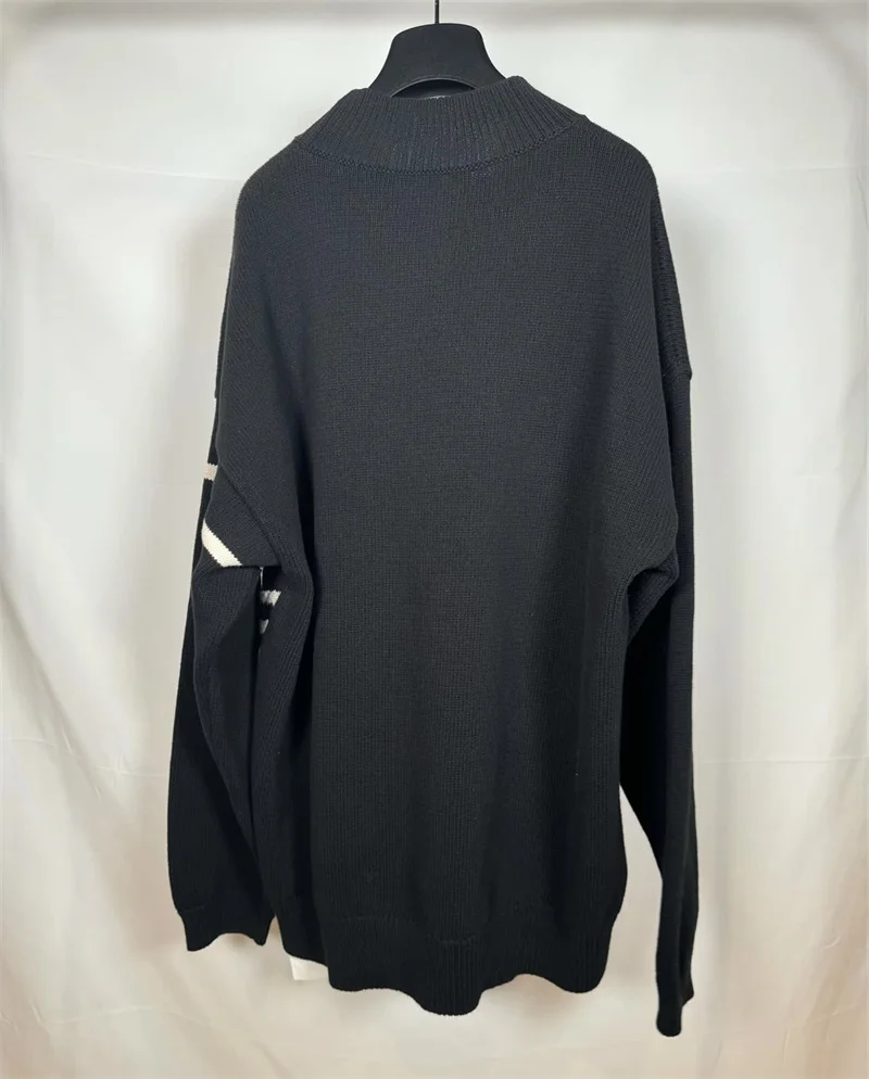 Новый черный разум свитер зимний мужской вязаный