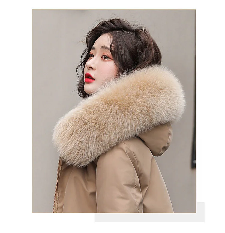 Jacket women's Polyester Parka winter new 70% cotton Fashion thickening fleece women hooded long coat big fur collar coat Ladies