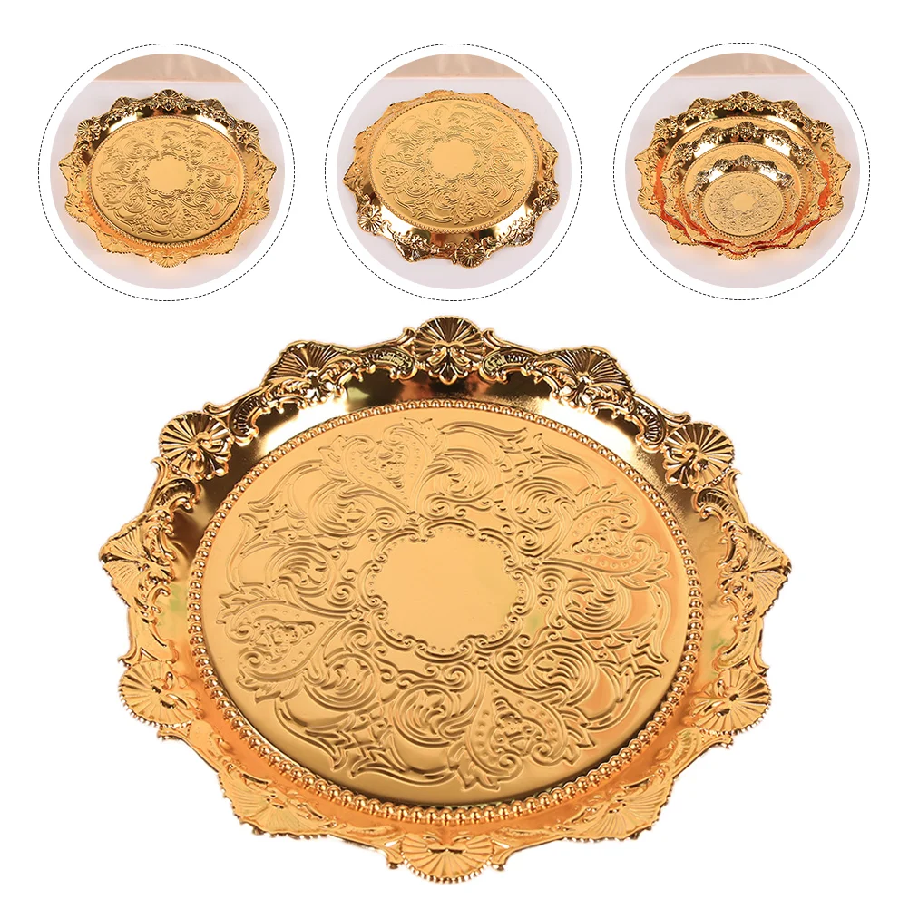 

Tray Serving Plate Candy Snack Fruit Dessert Plates Dish Gold Platter Metal Dried Appetizer Decorative Bowl Nut Fruits Container