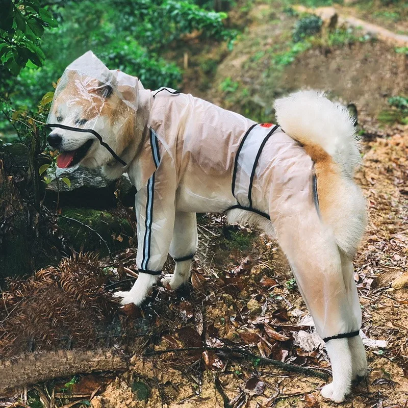 

Dog Rain Coat for Large Dogs Transparent Raincoat Waterproof Raining Coat Pet Poncho Golden Retriever Husky Clothes