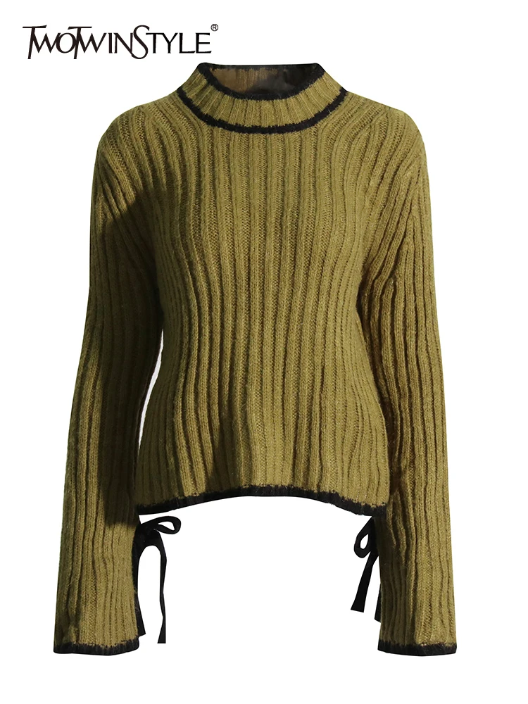 

Женский свитер TWOTWINSTYLE, вязаный пуловер с длинными рукавами и высоким воротником, модная осенняя одежда, 2022