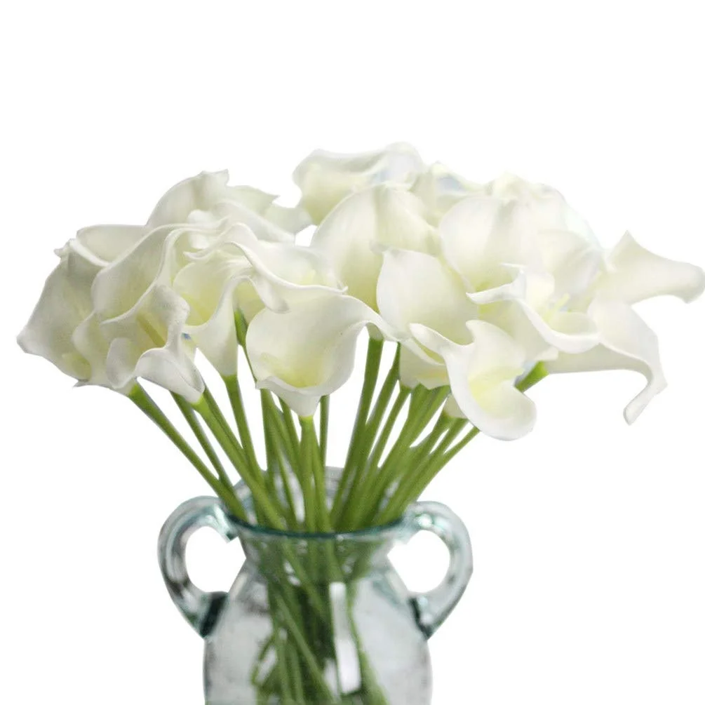 

10 Pcs Artificial Calla Lily Heads Fake Flowers Bouquet for Bridal Wedding Home Garden Party Decor