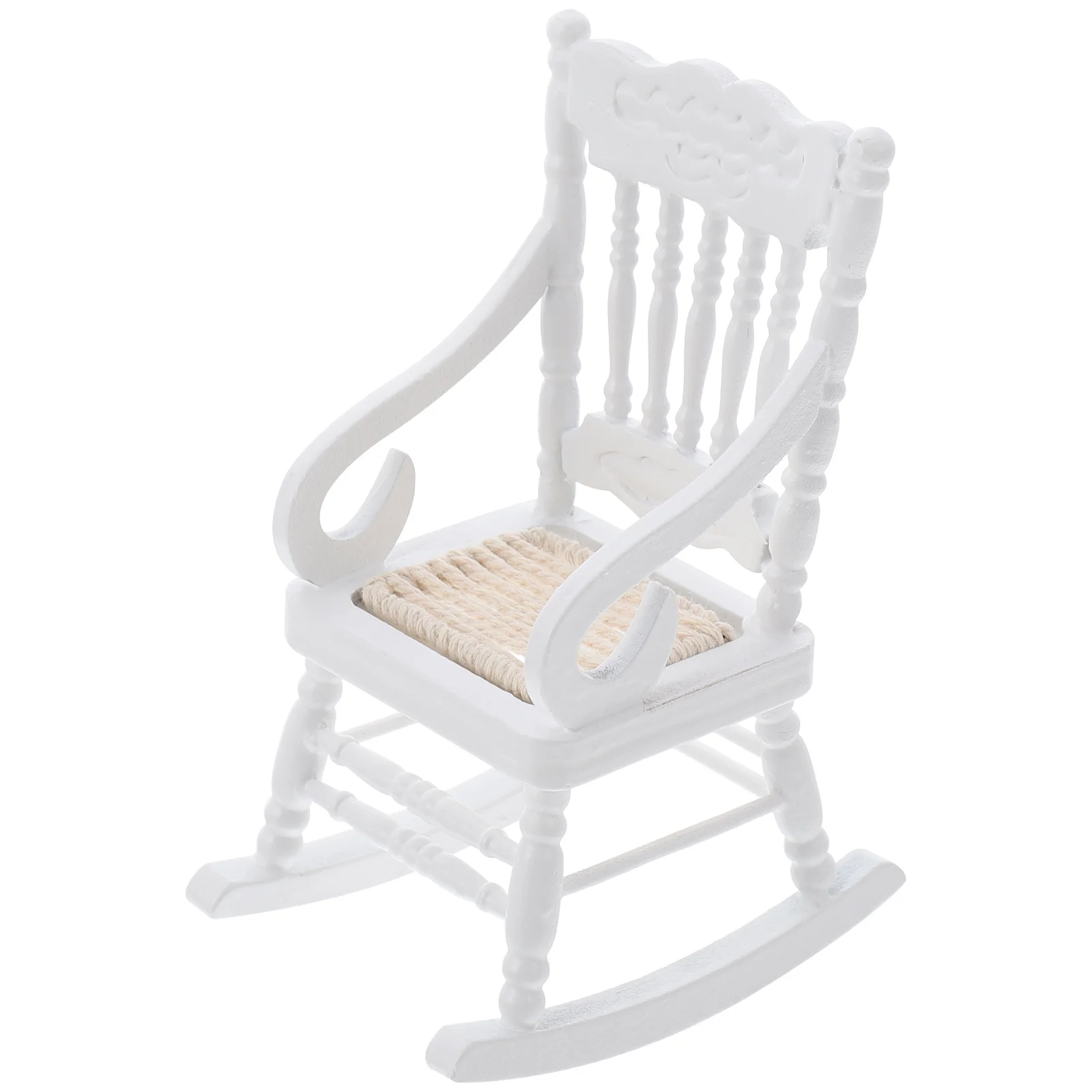 

1pc Miniature Scene Accessory Rocking Chair Model Wooden Mini Chair