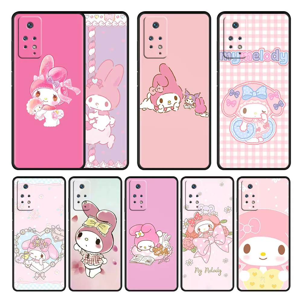 

My Melody Pink Red Color For Xiaomi Redmi Note 11T 11S 11 10 8 Pro 9 9S 9T 8T for Mi 10 8 9A 9C 10C K40 K50 Phone Case
