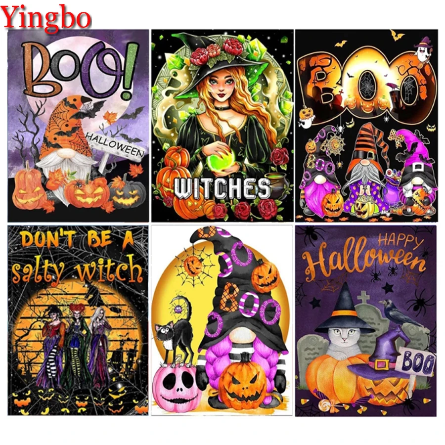 

Алмазная живопись «сделай сам», кукла-призрак на Хэллоуин, алмазная вышивка, мультяшная картина стразы, полноразмерная алмазная живопись