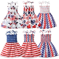 1 6 years kids dresses girls american flag sleeveless strap princess dress cotton flower print childrens clothes casual sundress