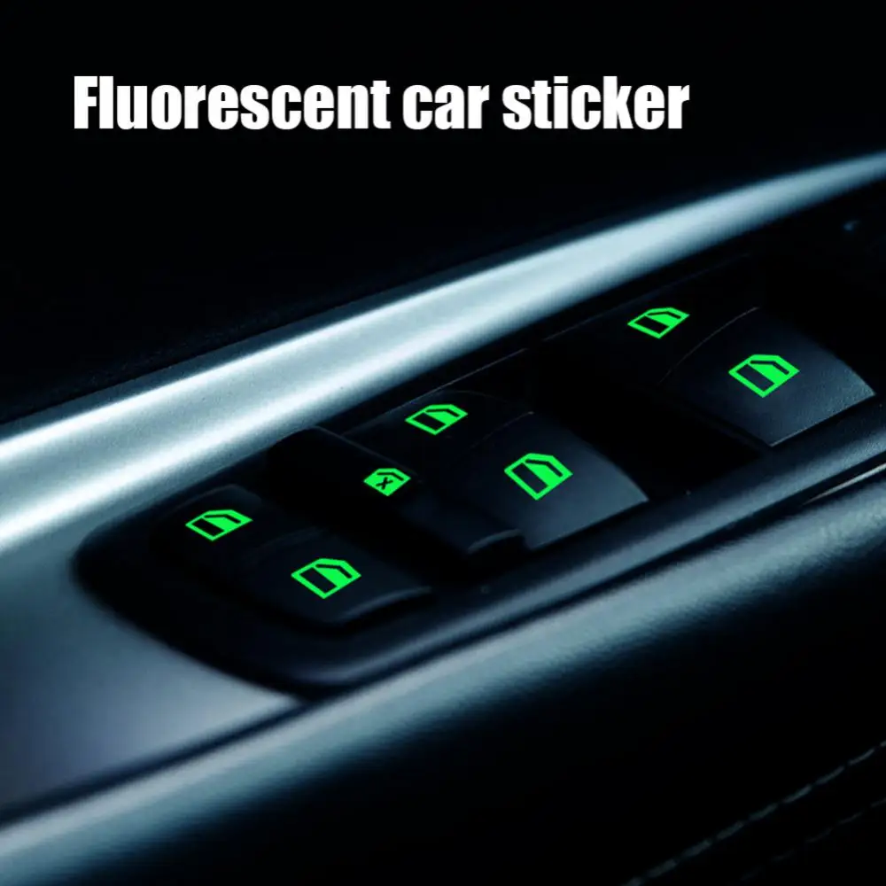 

Флуоресцентная наклейка на автомобильные кнопки, дверь, окно, подъемник, ночной светящийся Переключатель безопасности, наклейка, переключатели для стайлинга автомобиля, декоративные этикетки реле