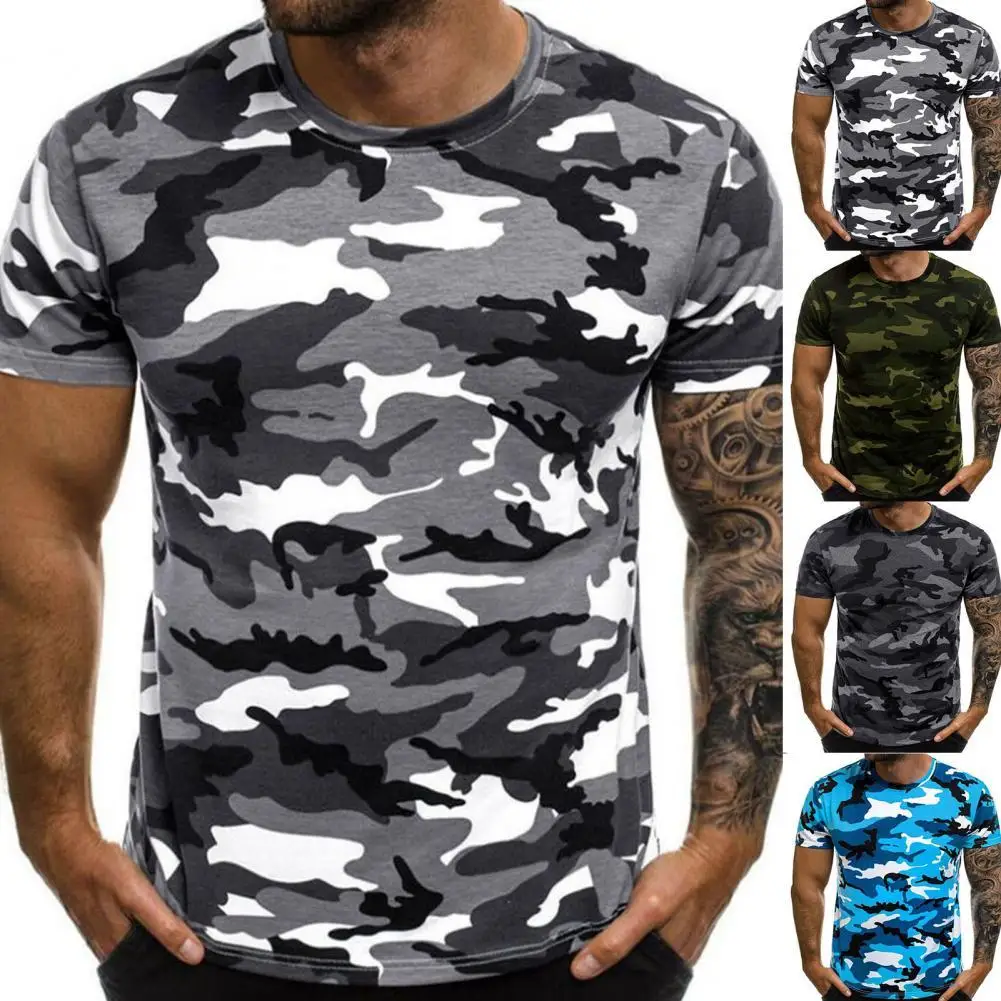

Summer Top Wear-resistant Colorfast Soft Handsome Men Top Men T-shirt for Dating