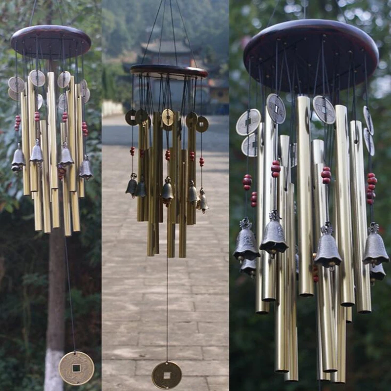 

1Pcs Antique Wind Chime Copper Tube Silver Tube Outdoor Garden Home Decoration Door Hanging Jewelry Copper Coin Bell Wind Chime