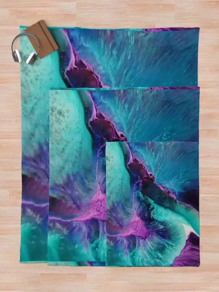 Русалка Лагуна смоляные чернила искусство синего розового и фиолетового цвета