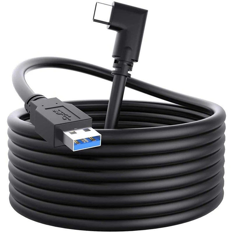 

Кабель для передачи данных с углом 90 градусов USB, зарядный кабель типа C, высокоскоростной кабель для передачи данных для Oculus Quest 2 (5 м)