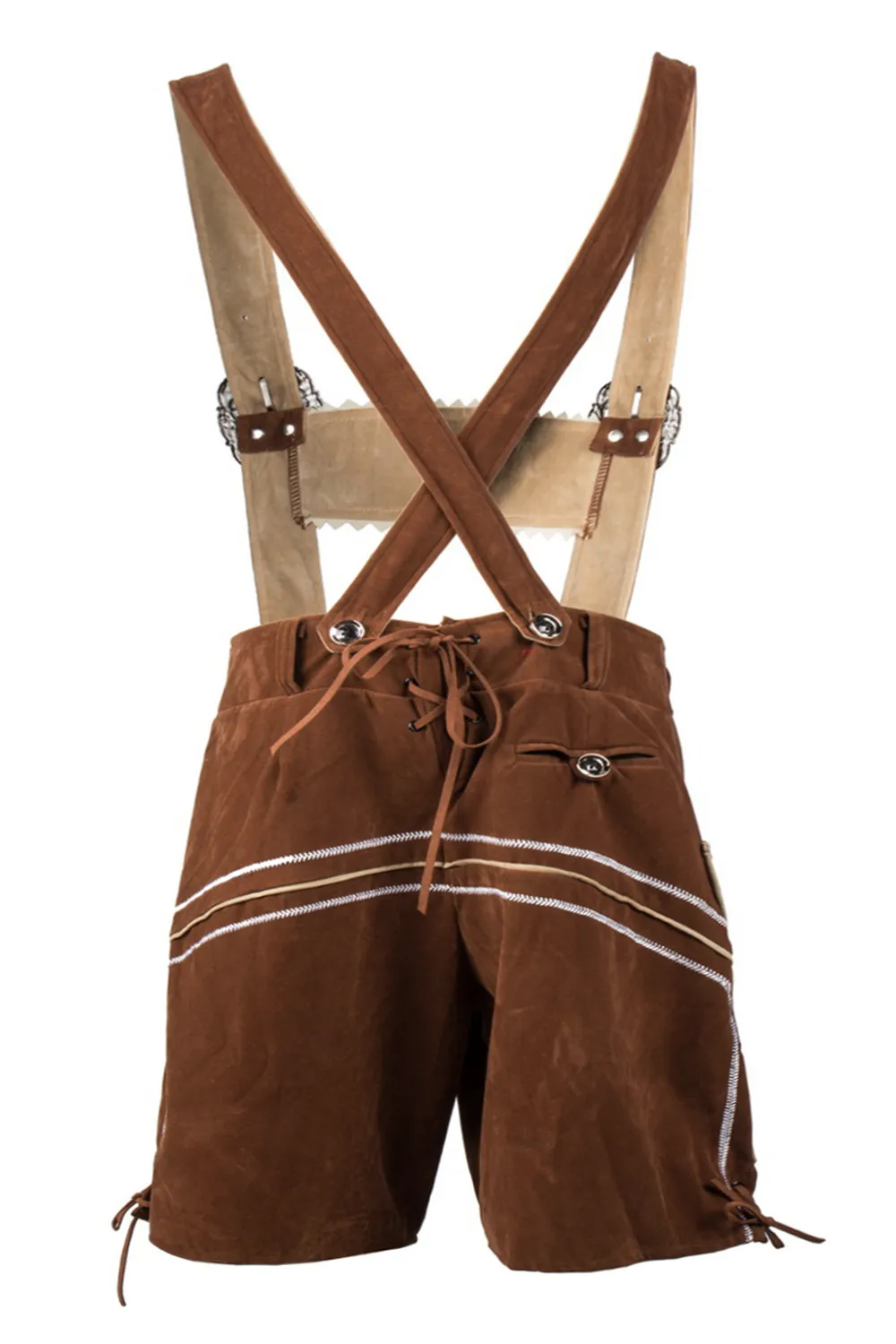 Коричневые Замшевые мужские шорты с вышивкой Lederhosen |