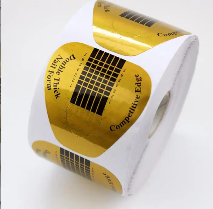 

100 шт., золотистые квадратные акриловые наклейки для наращивания ногтей