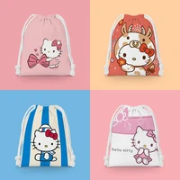 15 styles kawaii drawstring pouch hello kitty drawstring bag cartoon cloth bag anime storage bag makeup cosmetic bags girls gift