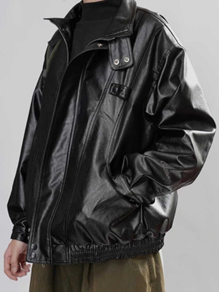 Мотокуртки мужские из искусственной кожи с блокировкой повседневная уличная