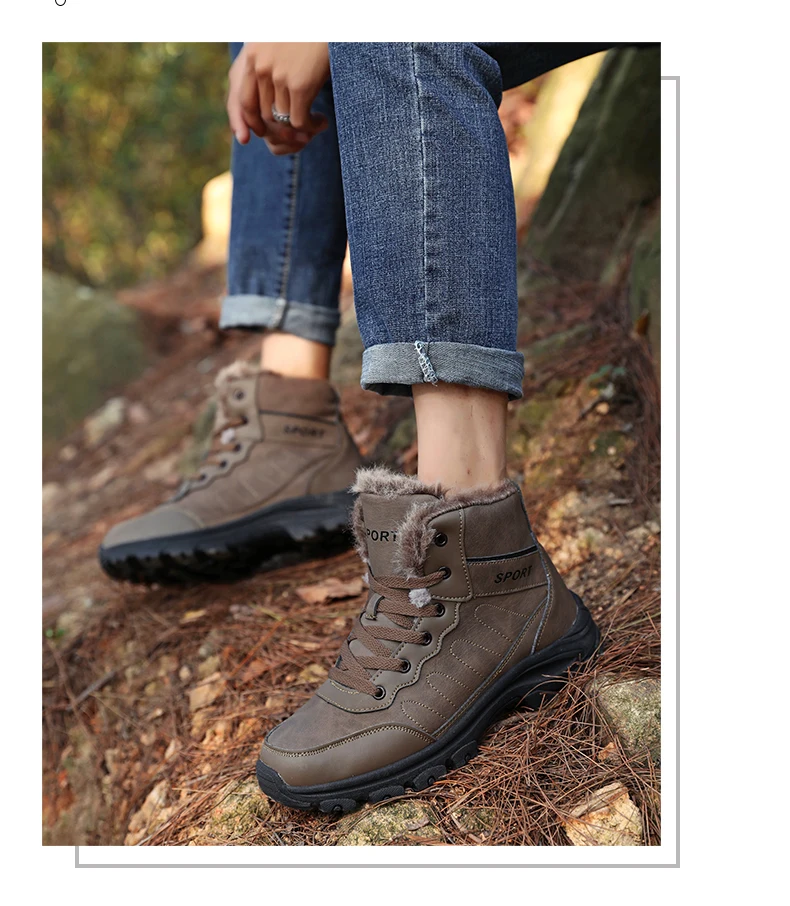 Мужские кожаные ботильоны Surgut с противоскользящей защитой черные ботинки для