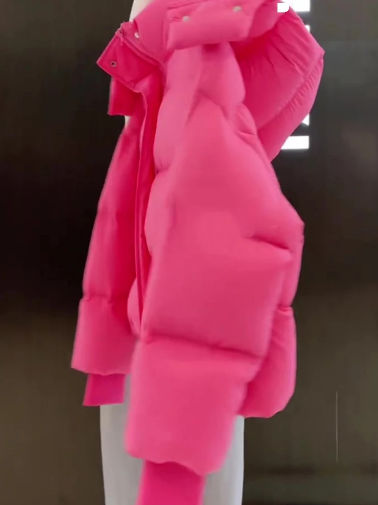 2023 New Winter Small High-Grade Super Nice Thick Short Rose Red Cotton-Padded Coat Cotton-padded jacket Outerwear Women
