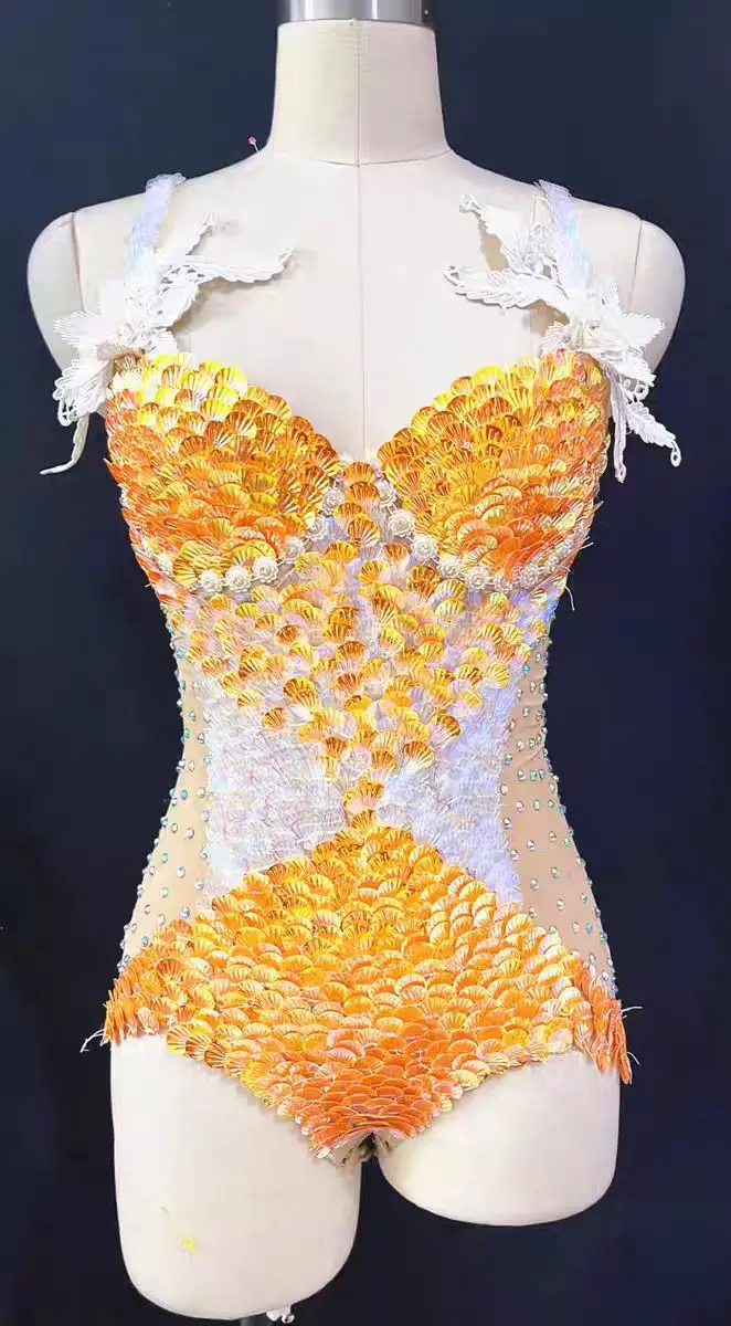 Сверкающий сексуальный комбинезон с бриллиантами ночной клуб бар певица