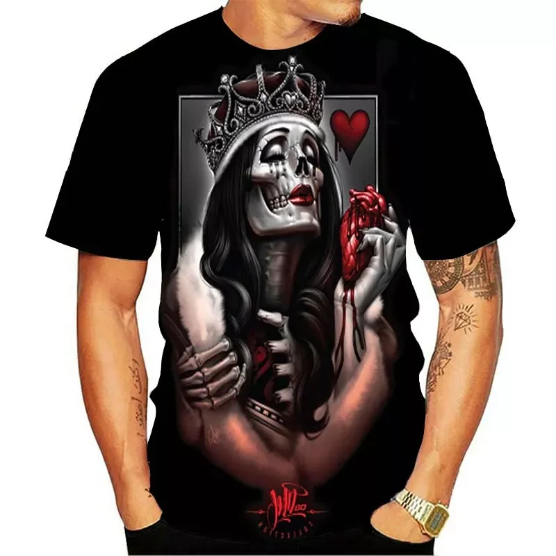 

2023New Beauty Rock Cool 3D T-shirt Men's Motorcycle Punk 3D Printing T-shirt Men's Clothes T-shirt Summer Top Men Fashi
