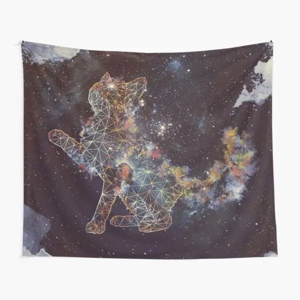 

Celestial Cat Tapestry Mat Room Art Home Blanket Hanging Bedroom Towel Printed Bedspread Wall Decoration Colored Yoga Decor