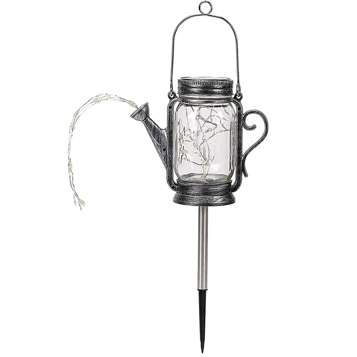 

Solar Powered Watering Can Lamp Hanging Solar LED Watering Mason Jar Lights with Ground Stake IP65 Waterproof Fairy String Light