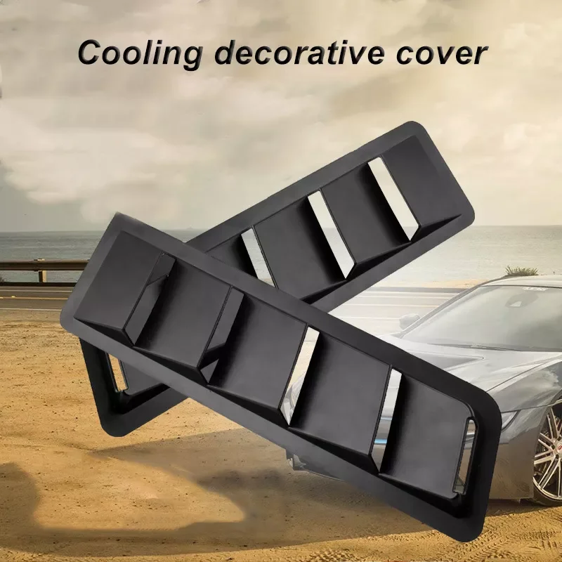

2Pcs Universal Carbon Fiber Style Hood Vents Decorative Cover For For Mustang Air Flow Intake Hood Self-Adhesive Louver Window