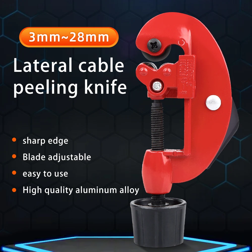 Cheap Adjustable Lateral Optical Cable Peeling Knife With Electroplated Alloy Blade For 3-28mm Diameter Cable