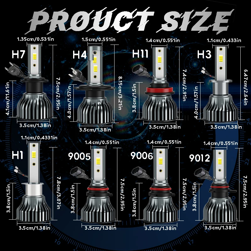 Erruson 300W 300000LM 6000K HB3 HB4 9005 9006 H1 H7 H4 H11 Лампа светодиодная CSP 3570 Автомобильная фара Противотуманная фара Белый свет (art.: 3920d110cc80a) - 3920d110cc80a