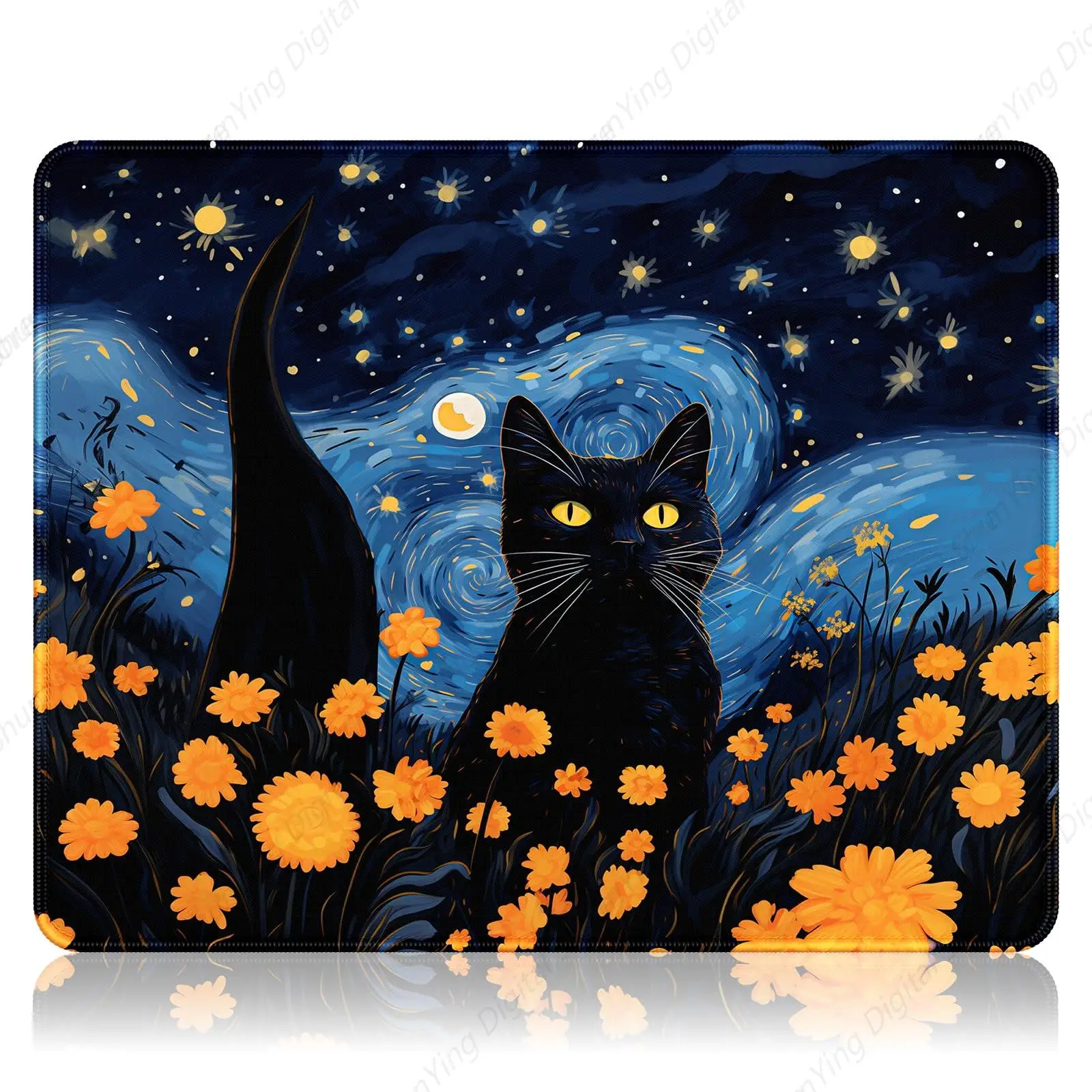 Синий готический коврик для мыши с принтом Ван Гога квадратный нескользящий