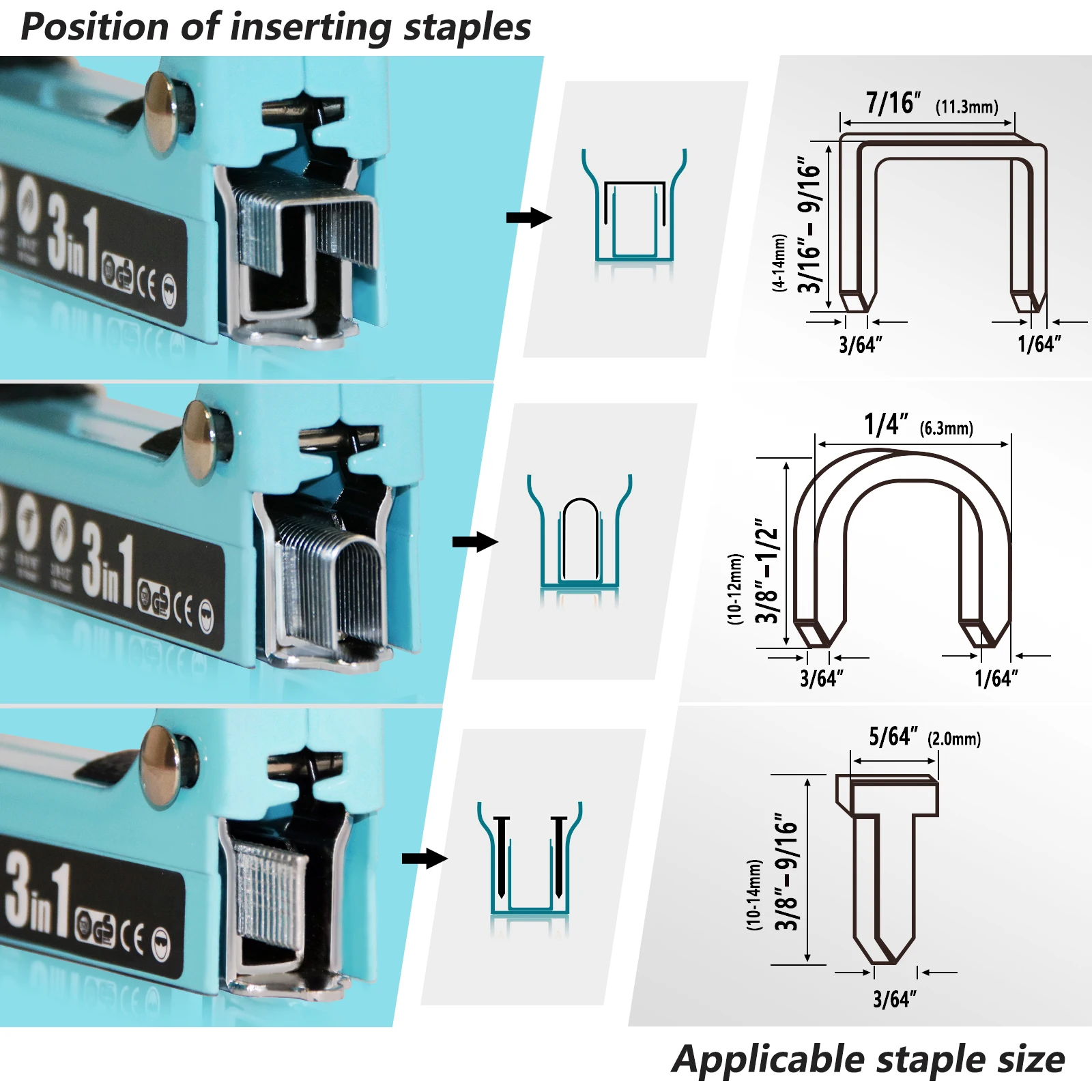 3-в-1 Пистолет Для Гвоздей Степлер Обивки Строительной Мебели С 3000 Скобами