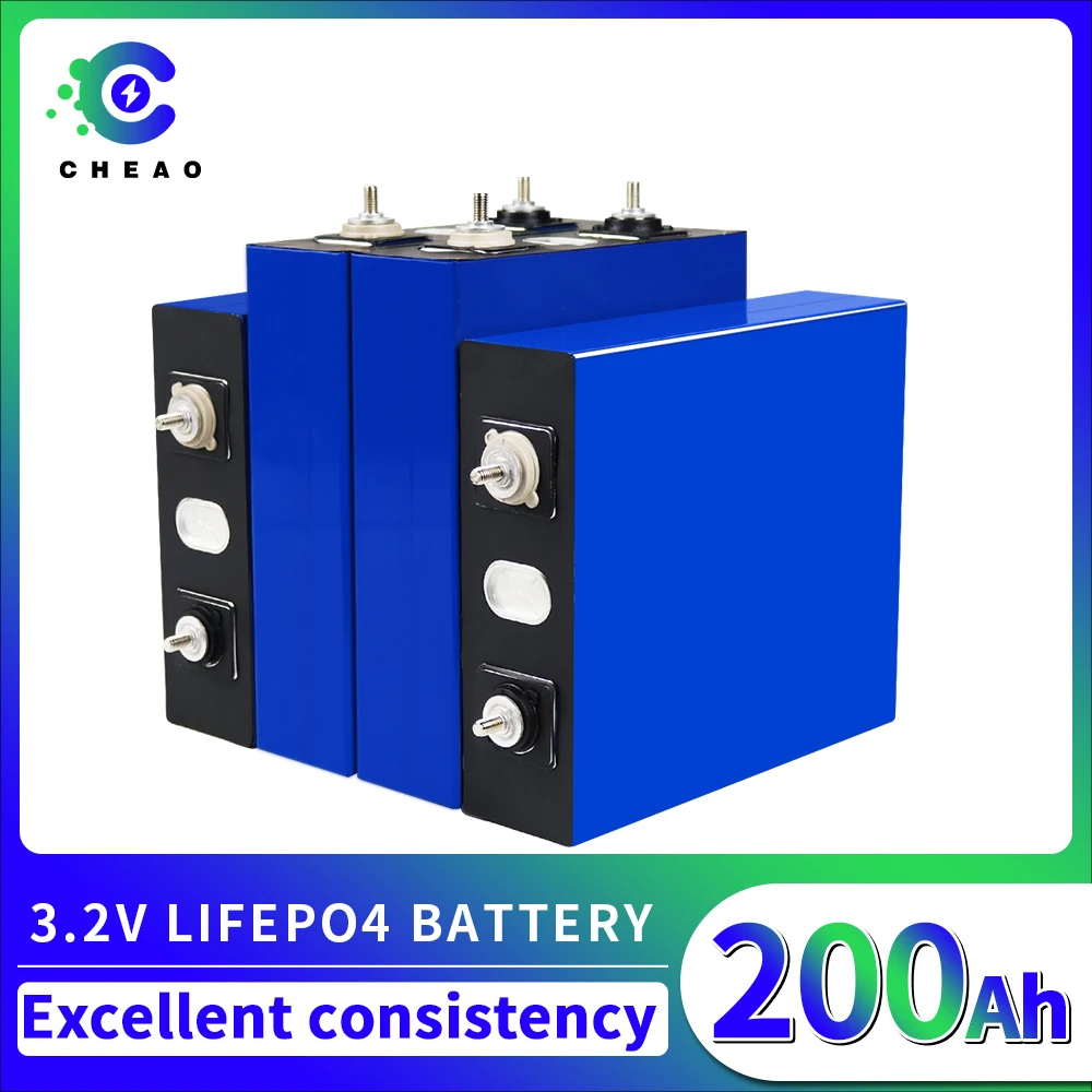 

16PCS 3.2V 200Ah Lifepo4 Battery Deep Cycle DIY LiFePo4 Batteries New Rechargeable Cells Pack for 48V Solar RV EV EU US TAX FREE
