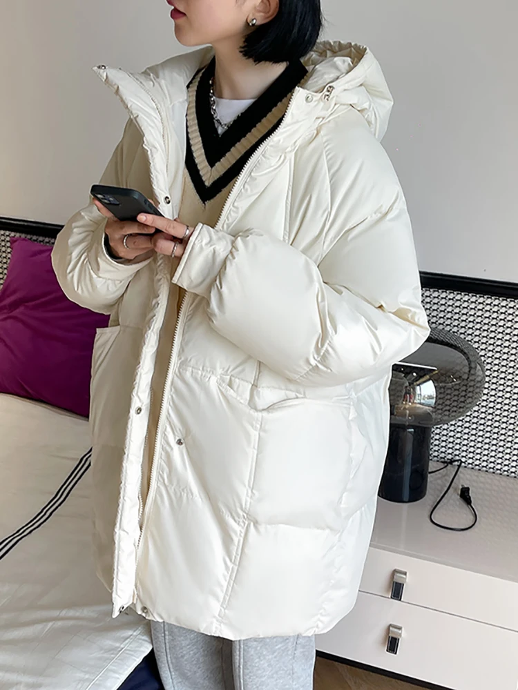Women's Down Feather Jackets Coat Winter Baggy Thickening Warm Bubble Long Oversized Female Puffer Cotton Padded Jacket Outwear