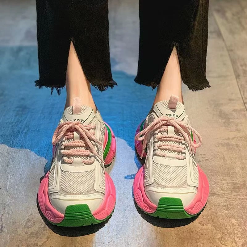 Кроссовки женские на платформе повседневная обувь шнуровке массивные белые