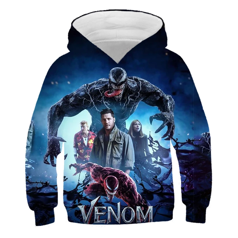 

2022 Spring and Autumn Venom Girls Harajuku Sweatshirt Boy Fashion Streetwear Children 3D Print Pullover Hip Hop Hoodie Tops