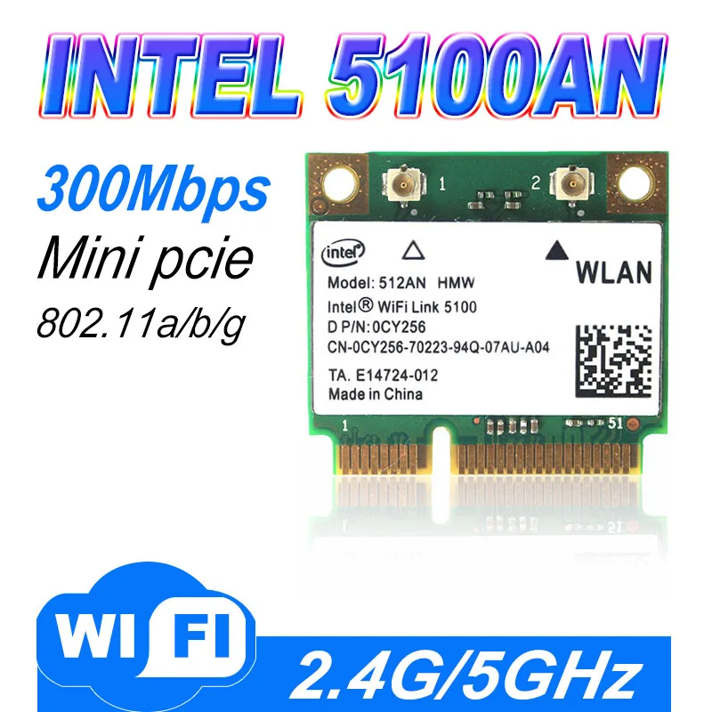Двухдиапазонный Intel Wifi 5100 512AN_HMW 300 Мбит/с беспроводной 802,11 agn полуразмер Mini PCI-e беспроводной LAN ноутбук сетевой беспроводной модуль