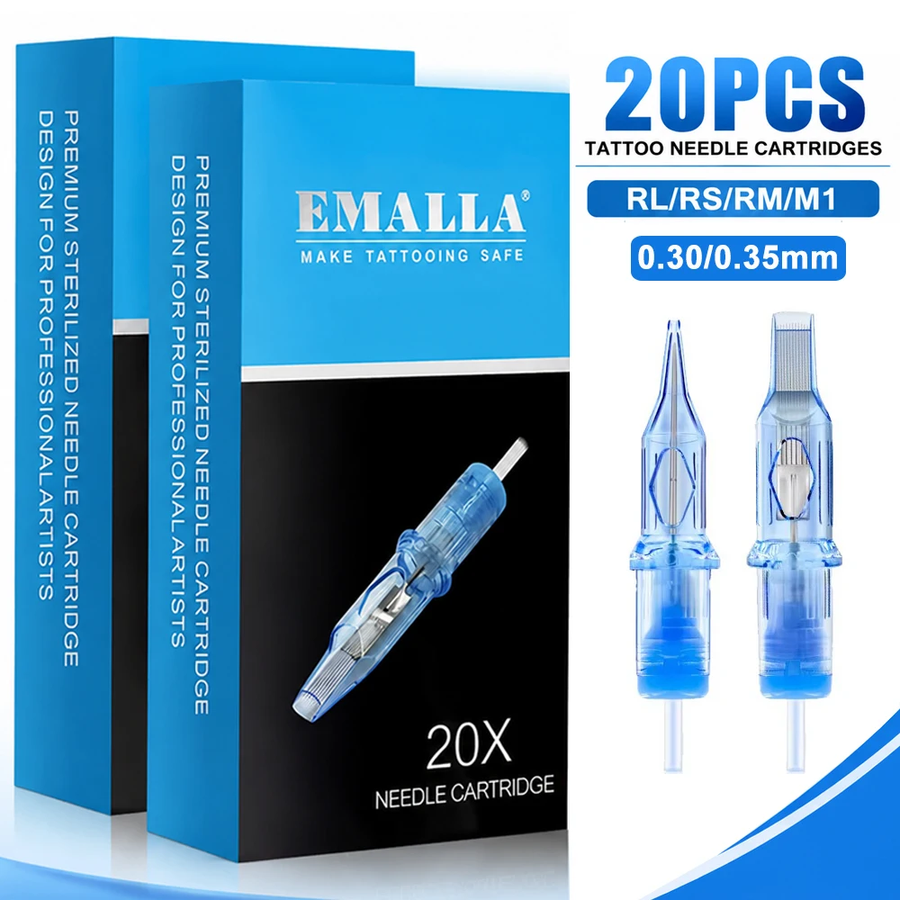 Фото 20 шт. игл-картриджей для тату EMALLA Eliot RL RS CM MG, одноразовые стерилизованные картриджи для роторных тату-машинок. №1