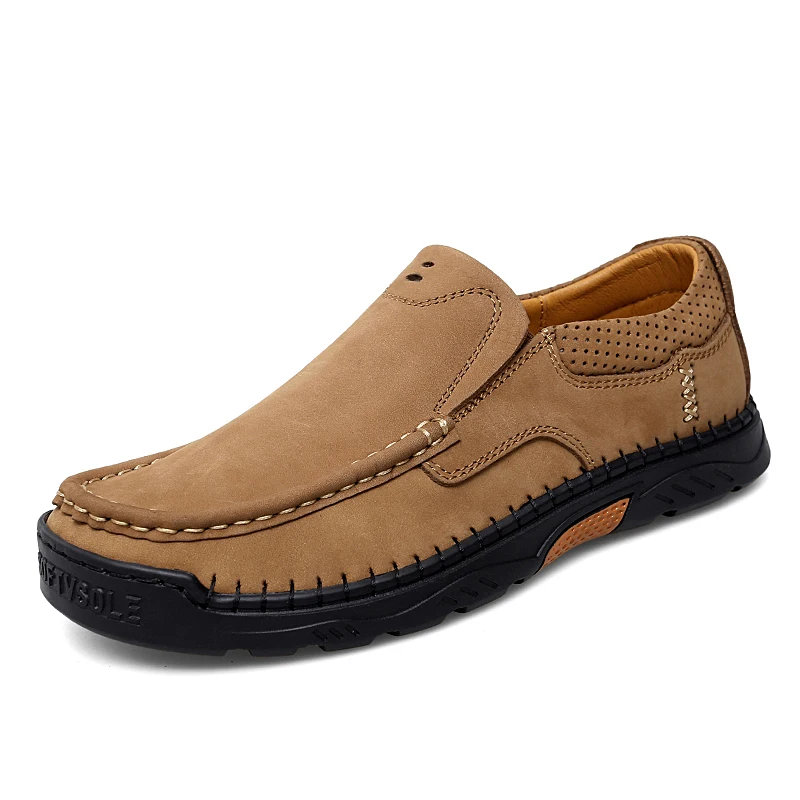 

Men's New Fashion Handsewn Cow Split Casual Shoes Male Breathable Comfy Soft Loafer Moccasins Slip-on Flat Leisure Driving Shoe