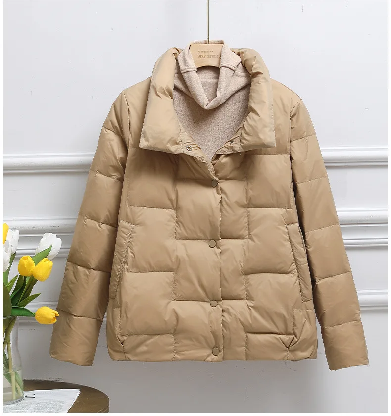 MHMR 2023New Short Winter Jackets Women Button Stand Collar Warm Parkas Autumn Thicken Clothing Fashion Solid Small Jacket M-4XL