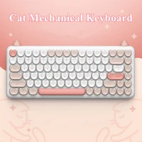 m80 cat mechanical keyboard backlit bluetooth wireless keyboard 83 keys metal front panel blue switch computer game accessories
