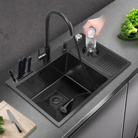 nano kitchen 304 stainless steel cup washer sink single slot stepped vegetable basin coffee shop island water bar 72x45cm