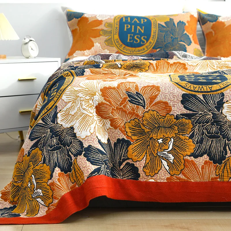 

Flower Cotton Blanket Beds on the Sofa Bedspread 200*230 150*200 52*75 Pillow Towels High Quality