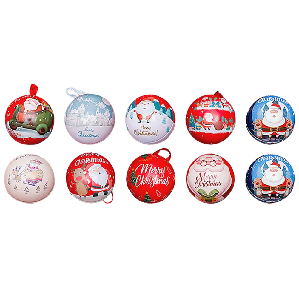 

10 Pcs Xmas Tree Decorations Christmas Present Candy Packing Case Jar Unique Biscuit Box Storage Ball Elder
