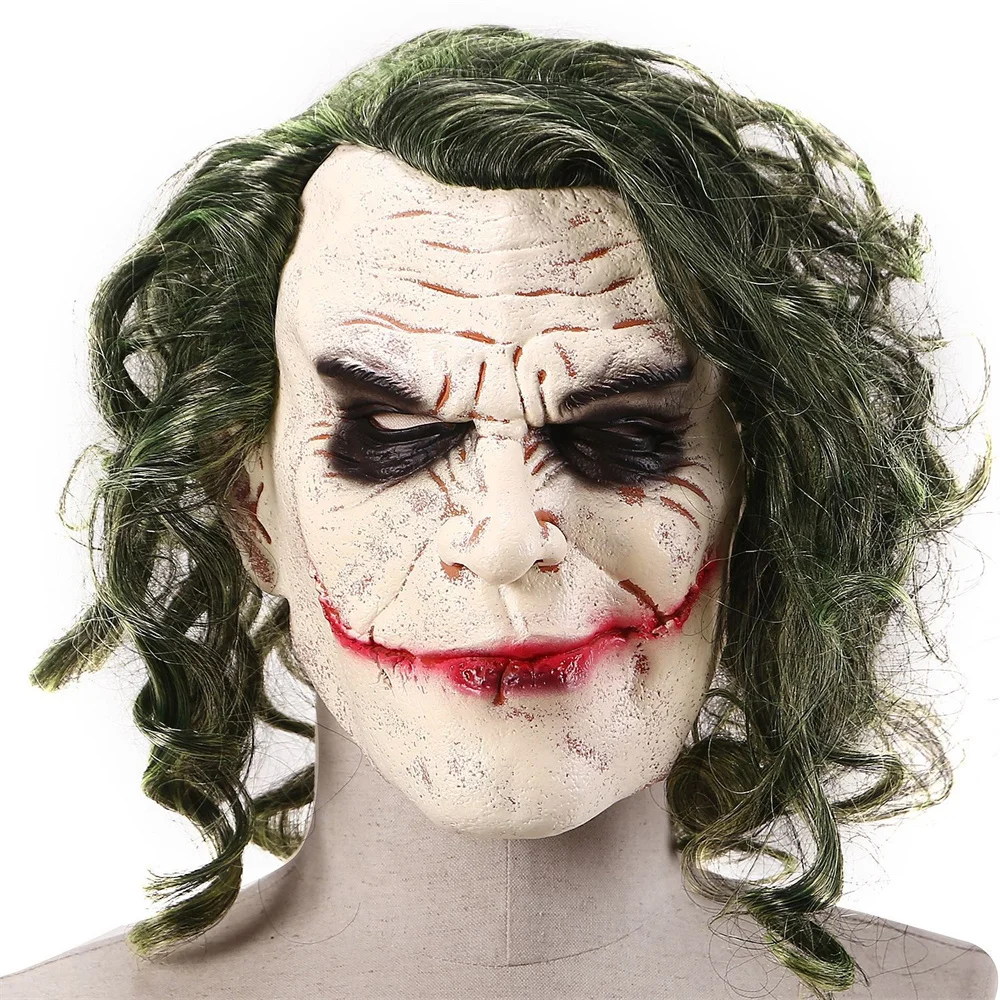 

Classic movie character Dark Knight Joker Mask Evil Halloween Latex Mask Heath Ledger Latex Head Cover Cosplay Prop