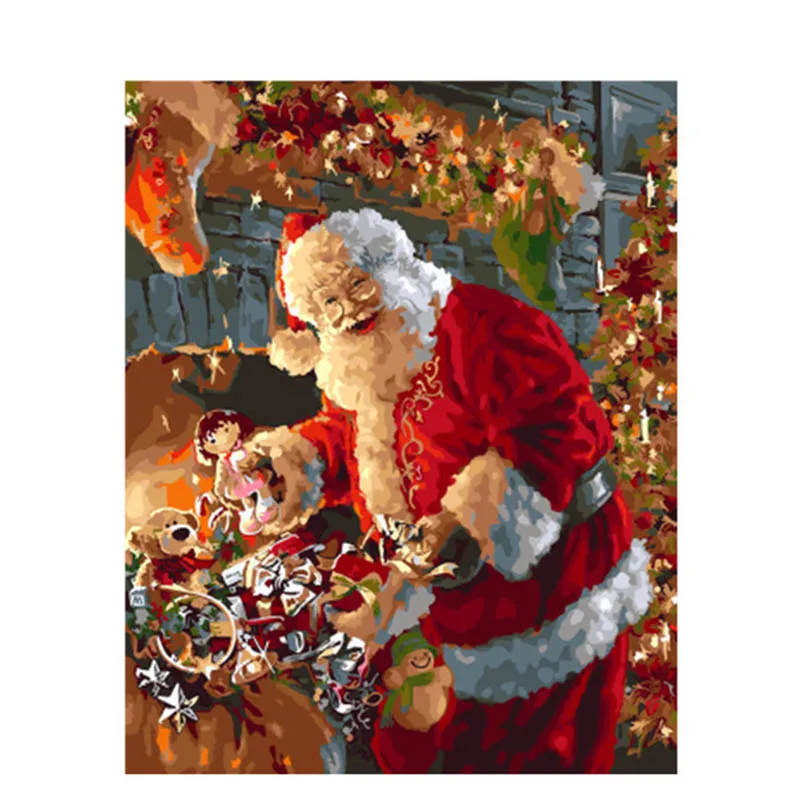 

Painting By Numbers DIY Dropshipping 40x50 50x65cm Santa Claus Christmas Figure Canvas Wedding Decoration Art picture Gift