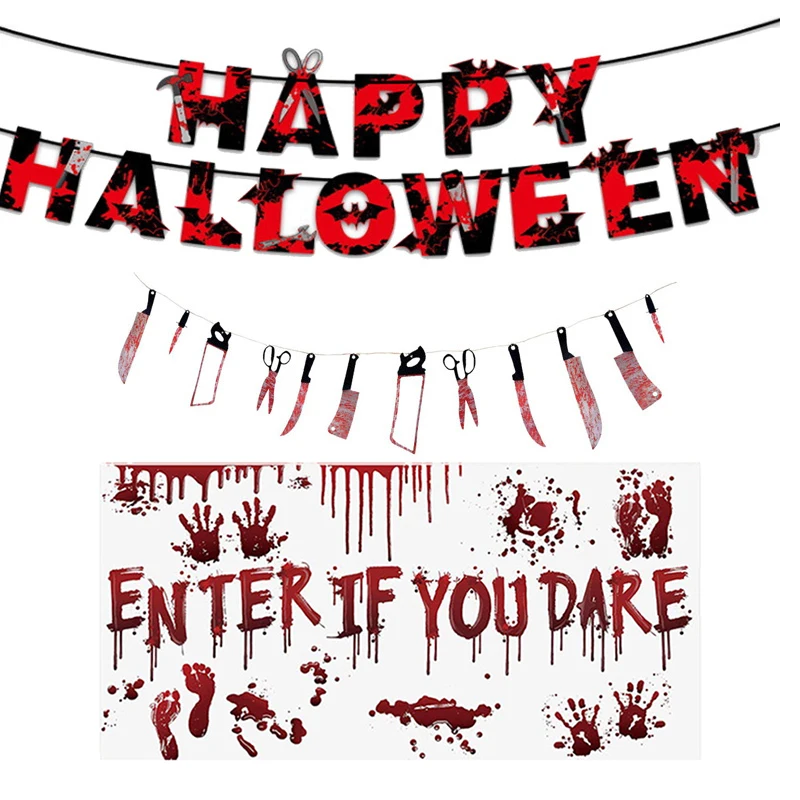 Украшение на Хэллоуин гирлянда кровавый ужас поддельная рука ручной нож