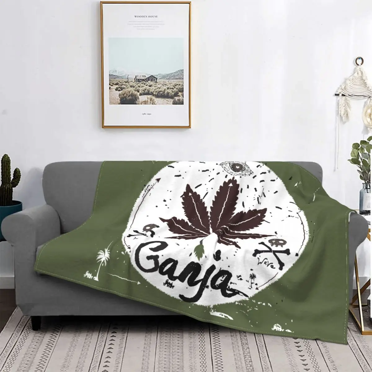 

Vintage Marijuana Style Blanket Weed Leaf Fleece Awesome Warm Throw Blankets for Coverlet All Season